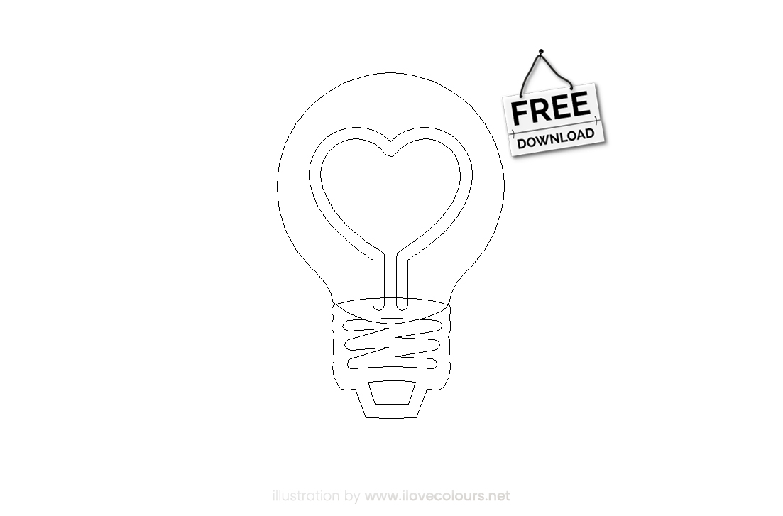 light bulb with heart incandescent filament vector illustration 1