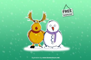 christmas illustration - moose and snowman - xmas graphic 4