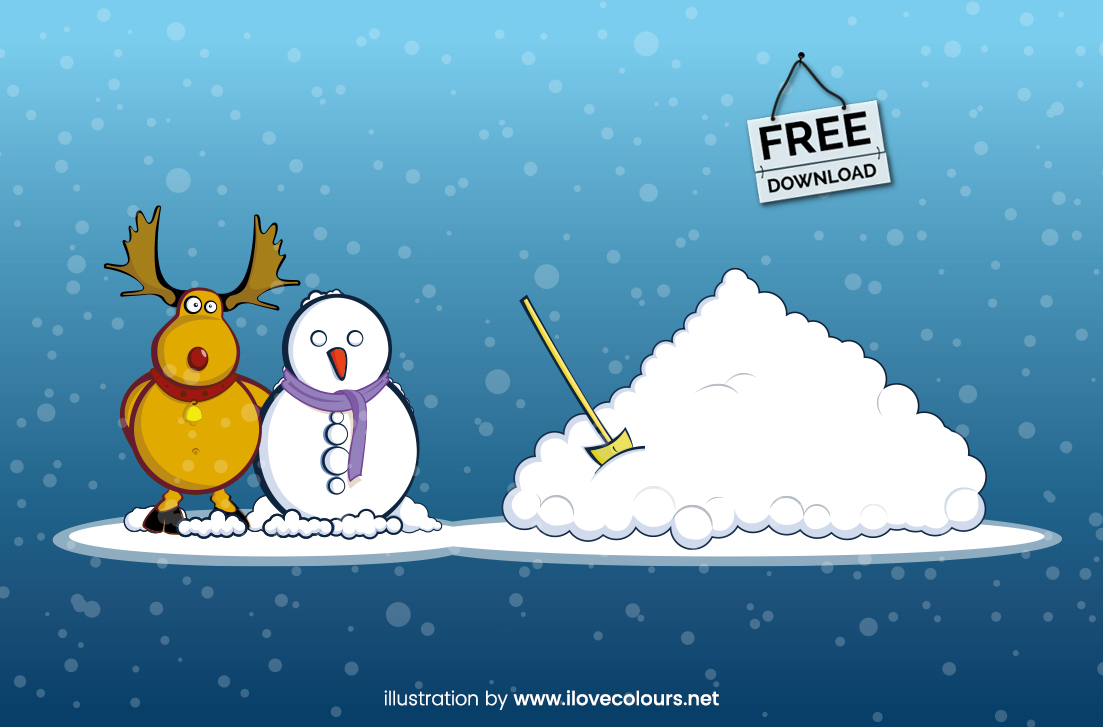 christmas illustration - moose and snowman - xmas graphic 5