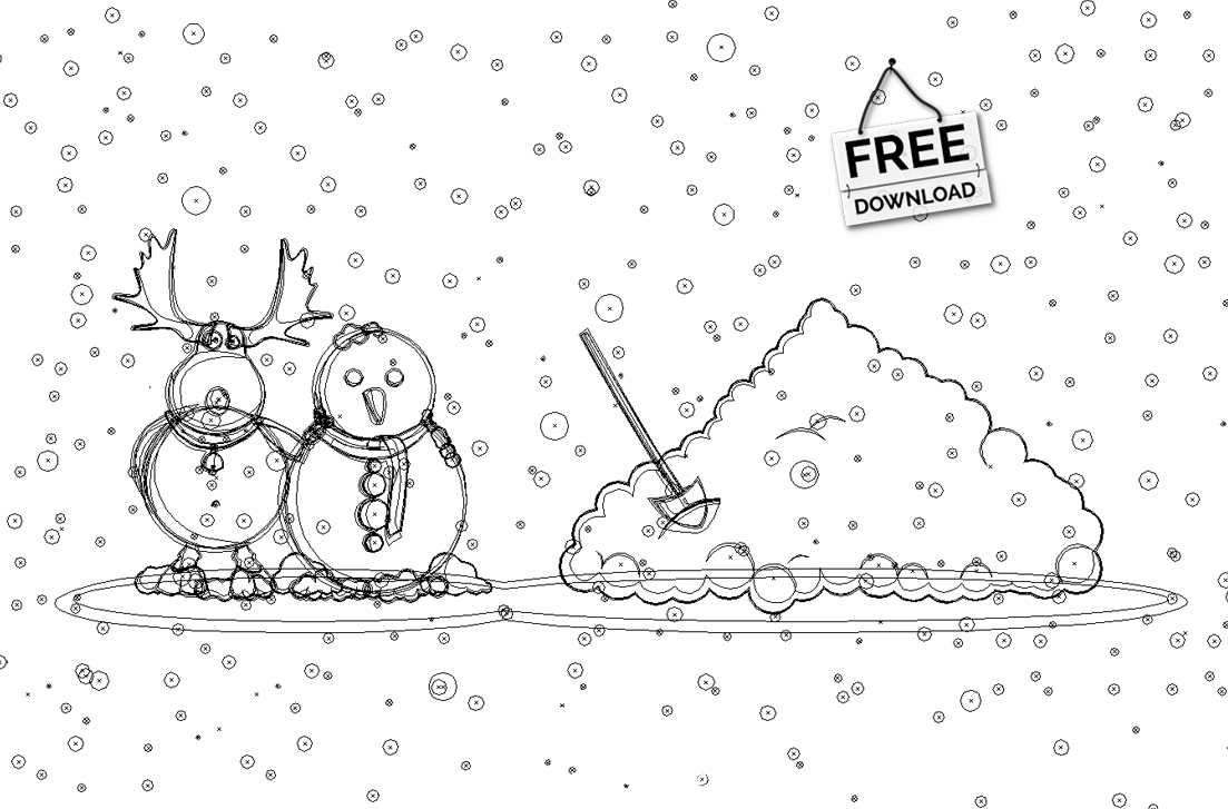 christmas illustration - moose and snowman - xmas graphic 6