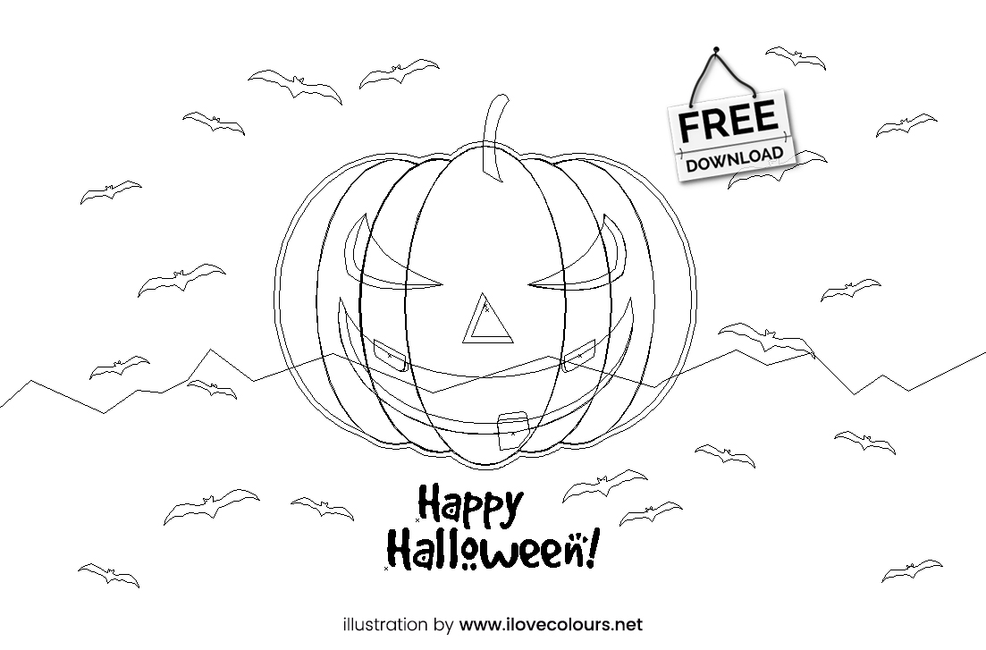 Halloween pumpkin - illustration in vector graphic - version 2 - outline view