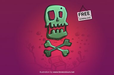 Pirate skull with bones - illustration in vector graphic