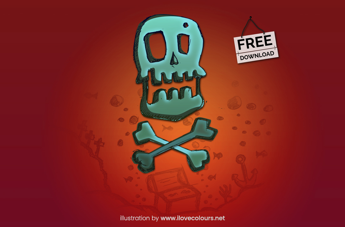 Pirate skull with bones - illustration in vector graphic - version 4