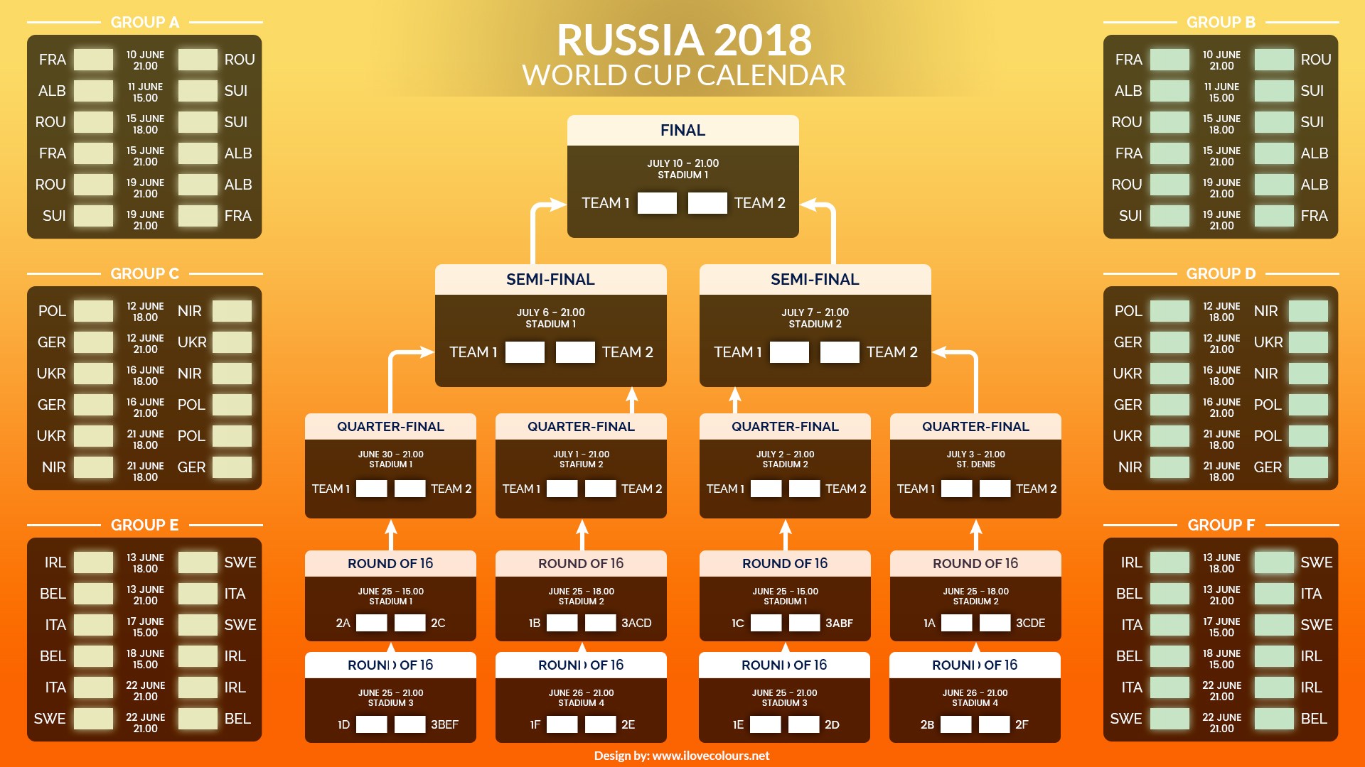 World Cup Calendar Russia 2018 - Fifa - download - color 2